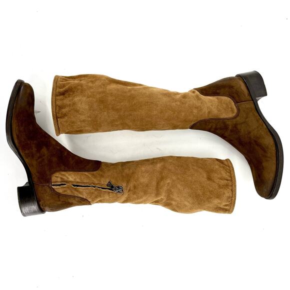 Prada brown suede colorblock riding boots (35.5 / US 5) - Picture 7 of 13